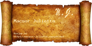Macsor Julietta névjegykártya